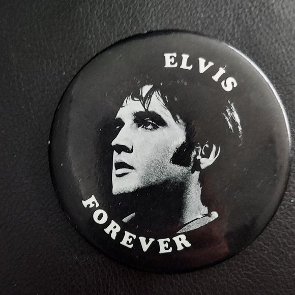 Pin Elvis Forever Vintage Button Pinback 3 " - Picture 5 of 7